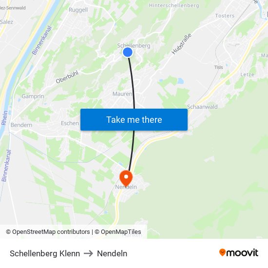 Schellenberg Klenn to Nendeln map