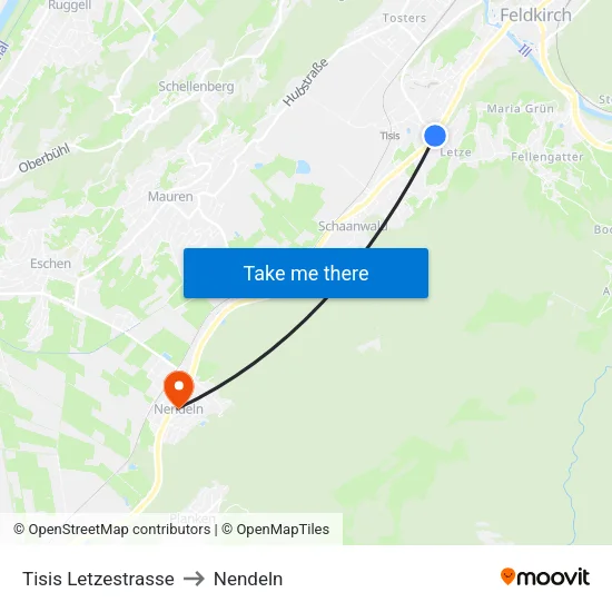 Tisis Letzestrasse to Nendeln map