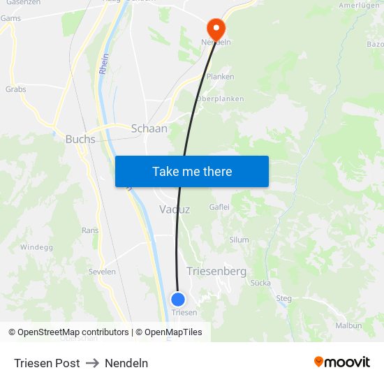 Triesen Post to Nendeln map