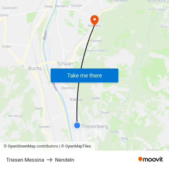 Triesen Messina to Nendeln map