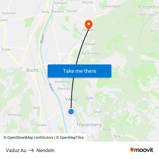 Vaduz Au to Nendeln map