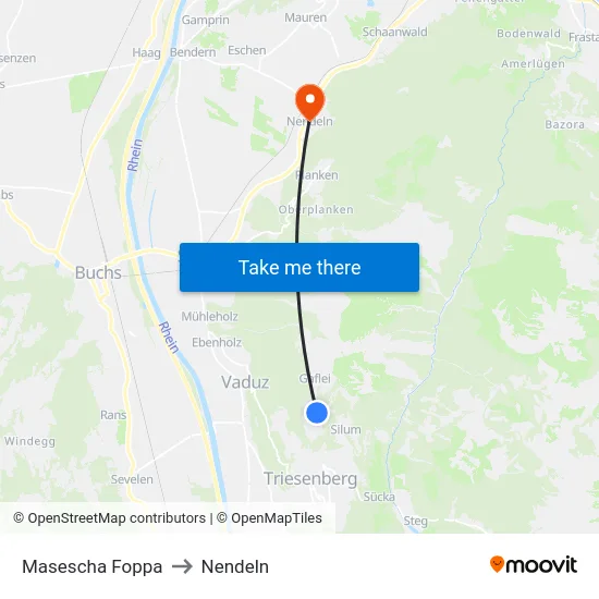 Masescha Foppa to Nendeln map