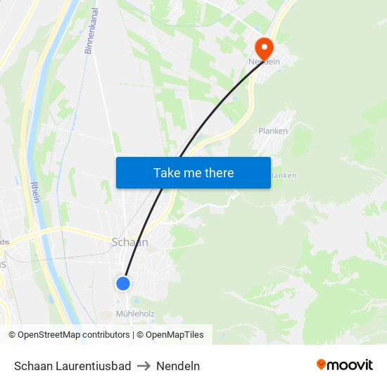 Schaan Laurentiusbad to Nendeln map