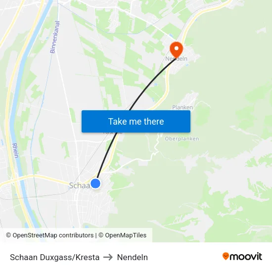 Schaan Duxgass/Kresta to Nendeln map