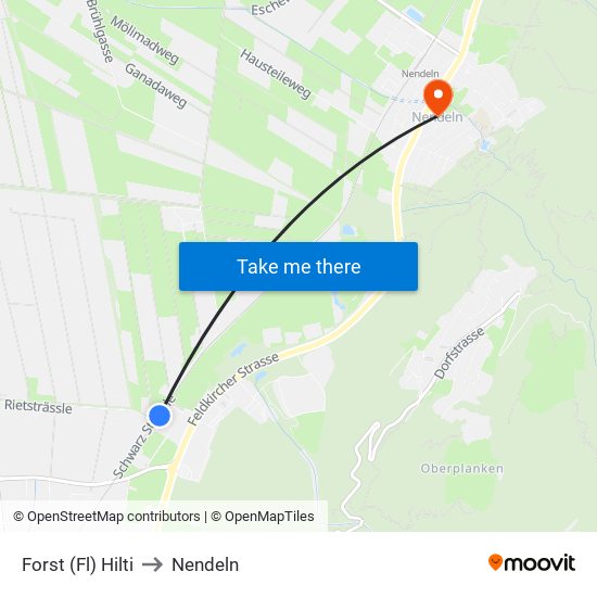 Forst (Fl) Hilti to Nendeln map
