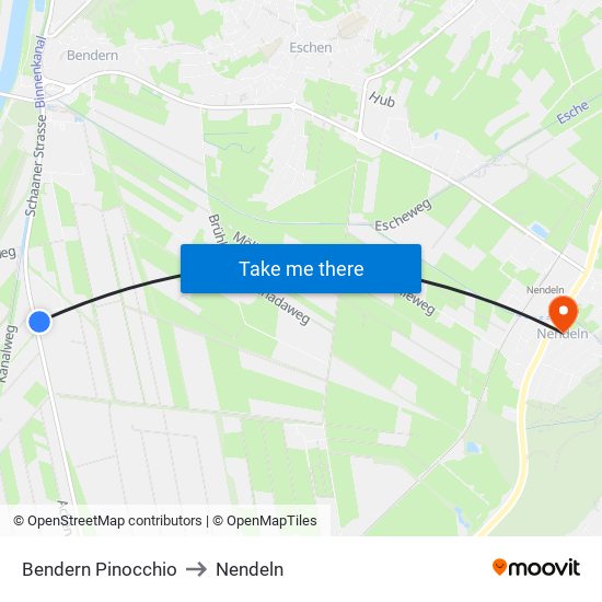 Bendern Pinocchio to Nendeln map