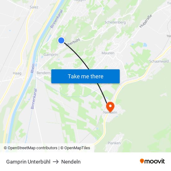 Gamprin Unterbühl to Nendeln map