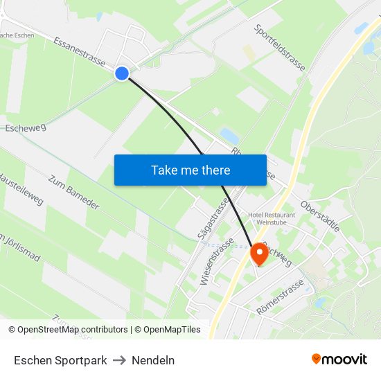 Eschen Sportpark to Nendeln map