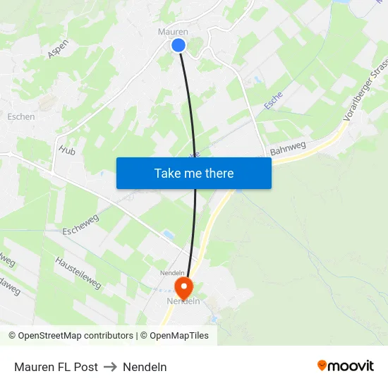 Mauren FL Post to Nendeln map