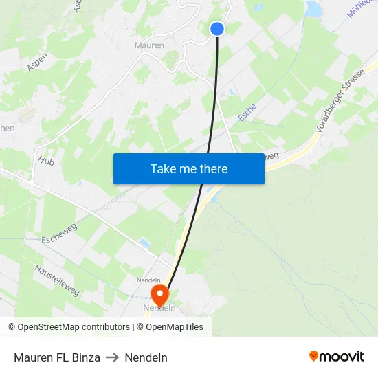 Mauren FL Binza to Nendeln map