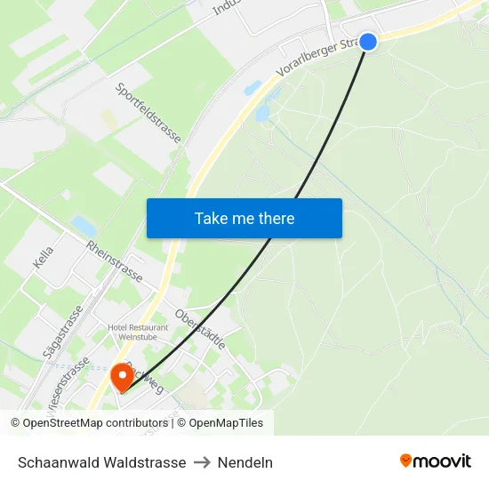 Schaanwald Waldstrasse to Nendeln map
