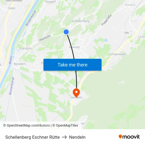 Schellenberg Eschner Rütte to Nendeln map