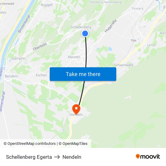 Schellenberg Egerta to Nendeln map