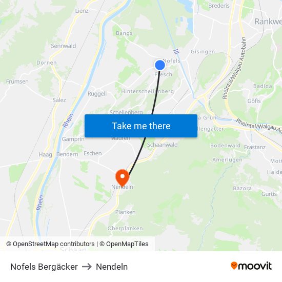 Nofels Bergäcker to Nendeln map