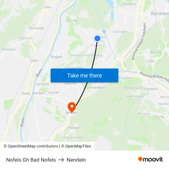 Nofels Gh Bad Nofels to Nendeln map