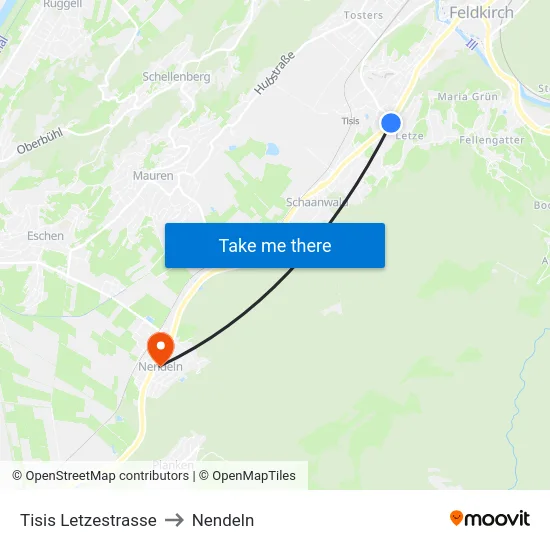 Tisis Letzestrasse to Nendeln map