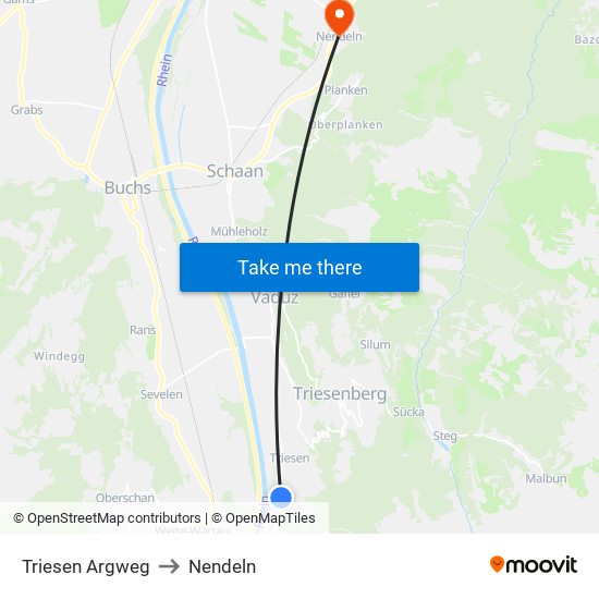Triesen Argweg to Nendeln map