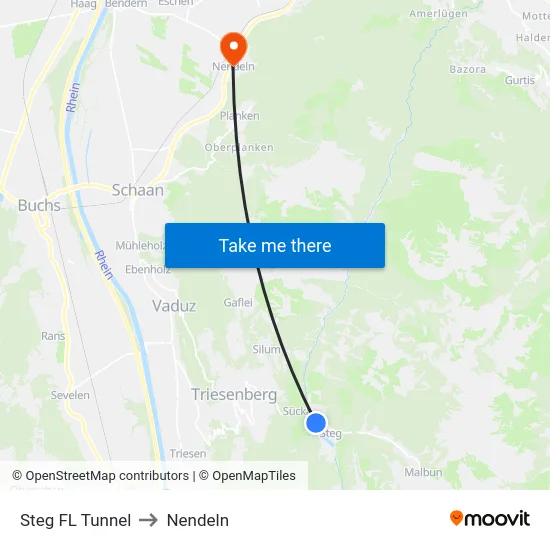 Steg FL Tunnel to Nendeln map