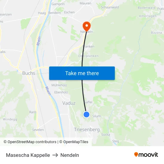 Masescha Kappelle to Nendeln map