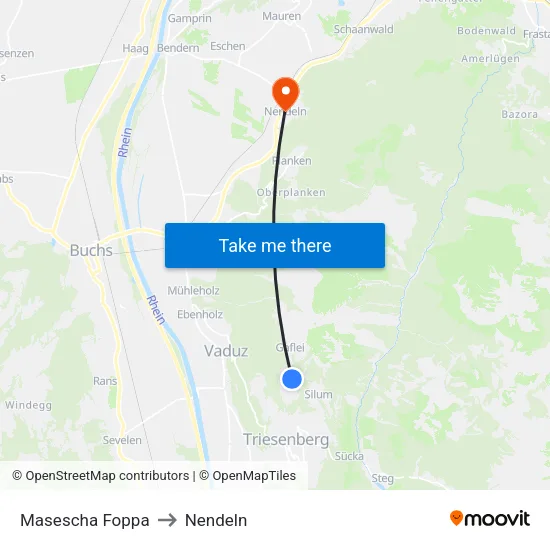 Masescha Foppa to Nendeln map