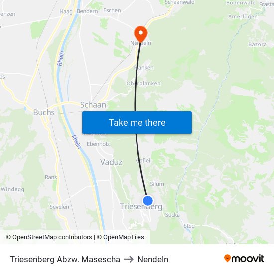 Triesenberg Abzw. Masescha to Nendeln map