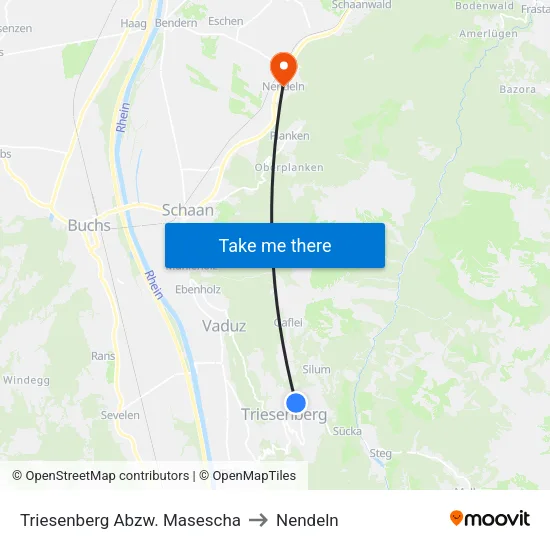 Triesenberg Abzw. Masescha to Nendeln map