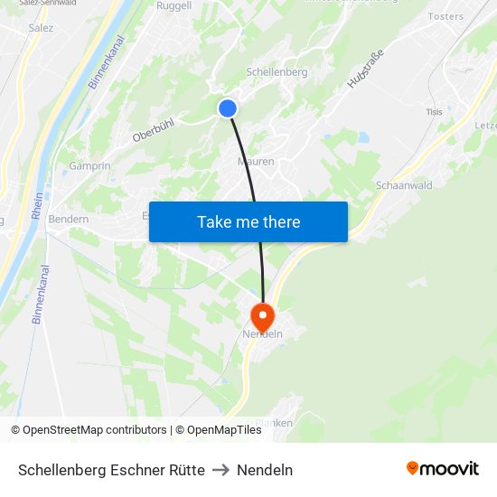 Schellenberg Eschner Rütte to Nendeln map