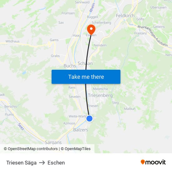 Triesen Säga to Eschen map