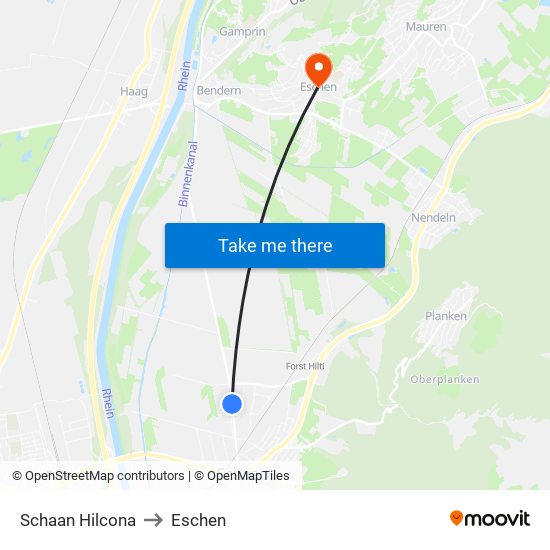 Schaan Hilcona to Eschen map