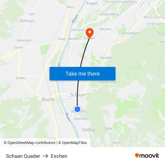 Schaan Quader to Eschen map