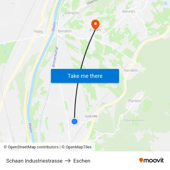 Schaan Industriestrasse to Eschen map