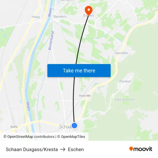 Schaan Duxgass/Kresta to Eschen map