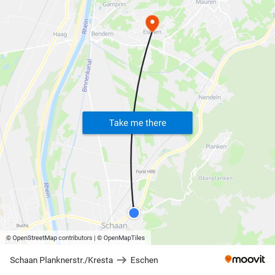 Schaan Planknerstr./Kresta to Eschen map