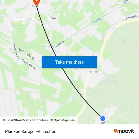 Planken Saroja to Eschen map