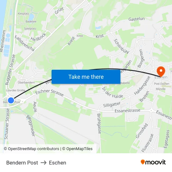 Bendern Post to Eschen map