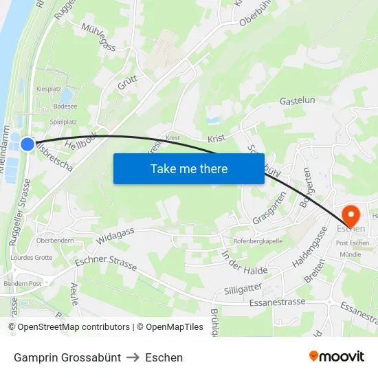 Gamprin Grossabünt to Eschen map