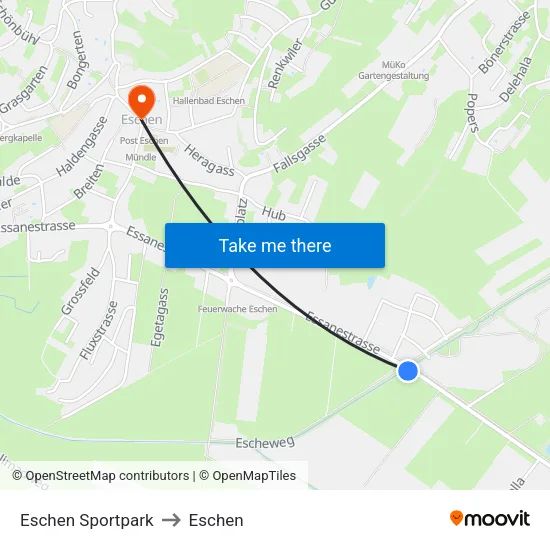 Eschen Sportpark to Eschen map