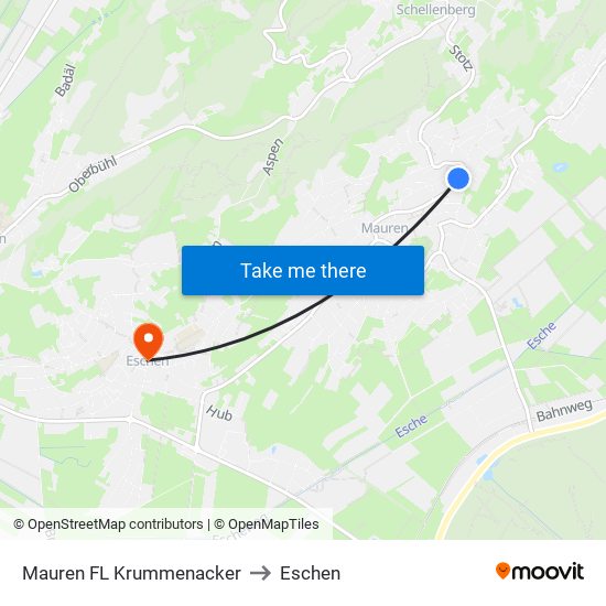 Mauren FL Krummenacker to Eschen map