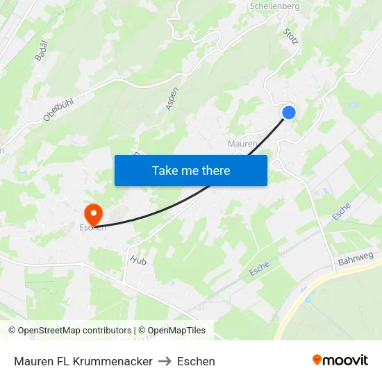 Mauren FL Krummenacker to Eschen map