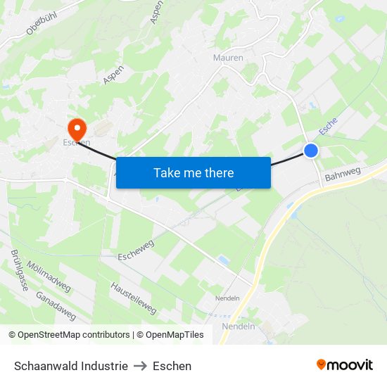 Schaanwald Industrie to Eschen map