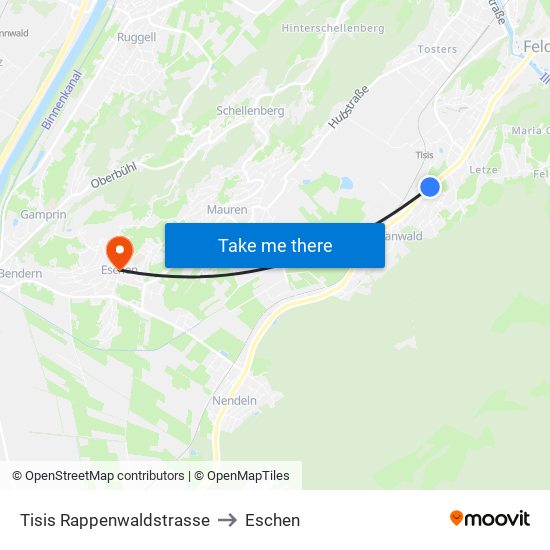 Tisis Rappenwaldstrasse to Eschen map