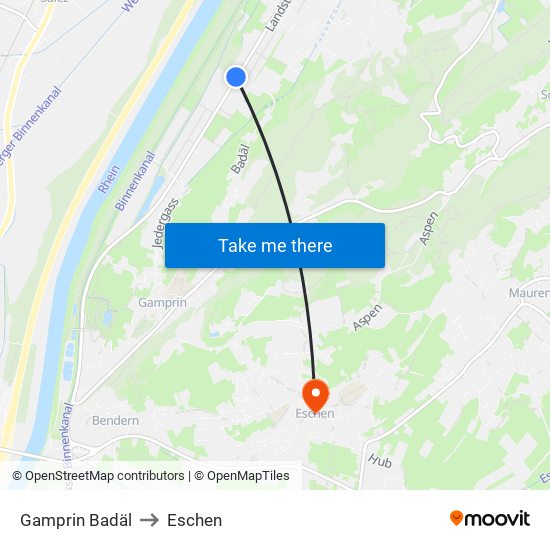 Gamprin Badäl to Eschen map