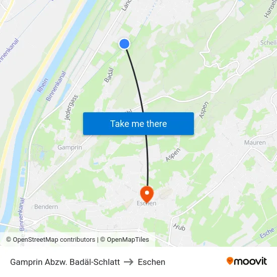 Gamprin Abzw. Badäl-Schlatt to Eschen map