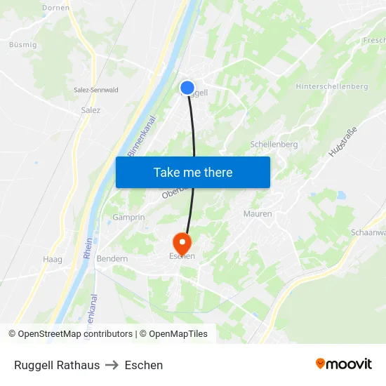 Ruggell Rathaus to Eschen map