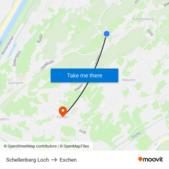 Schellenberg Loch to Eschen map