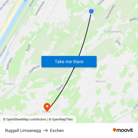 Ruggell Limsenegg to Eschen map