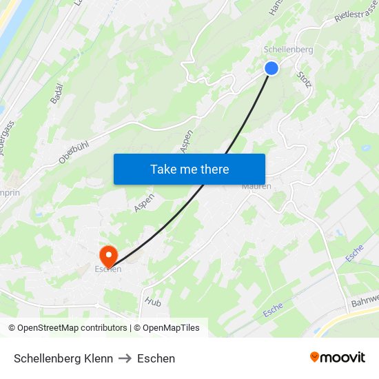 Schellenberg Klenn to Eschen map