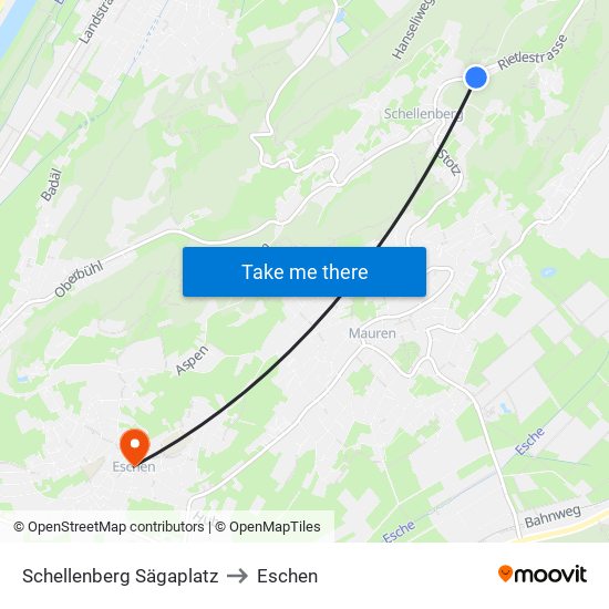 Schellenberg Sägaplatz to Eschen map