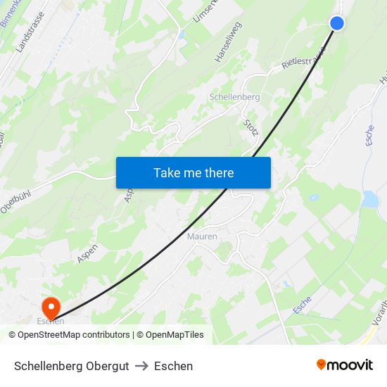 Schellenberg Obergut to Eschen map