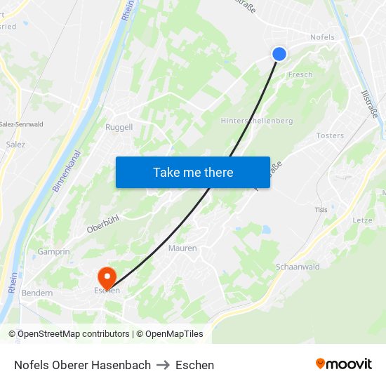 Nofels Oberer Hasenbach to Eschen map